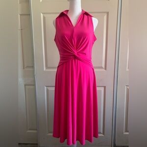 Tommy Hilfiger Women’s Pink Ruched Wrap Midi Dress, Sz 4